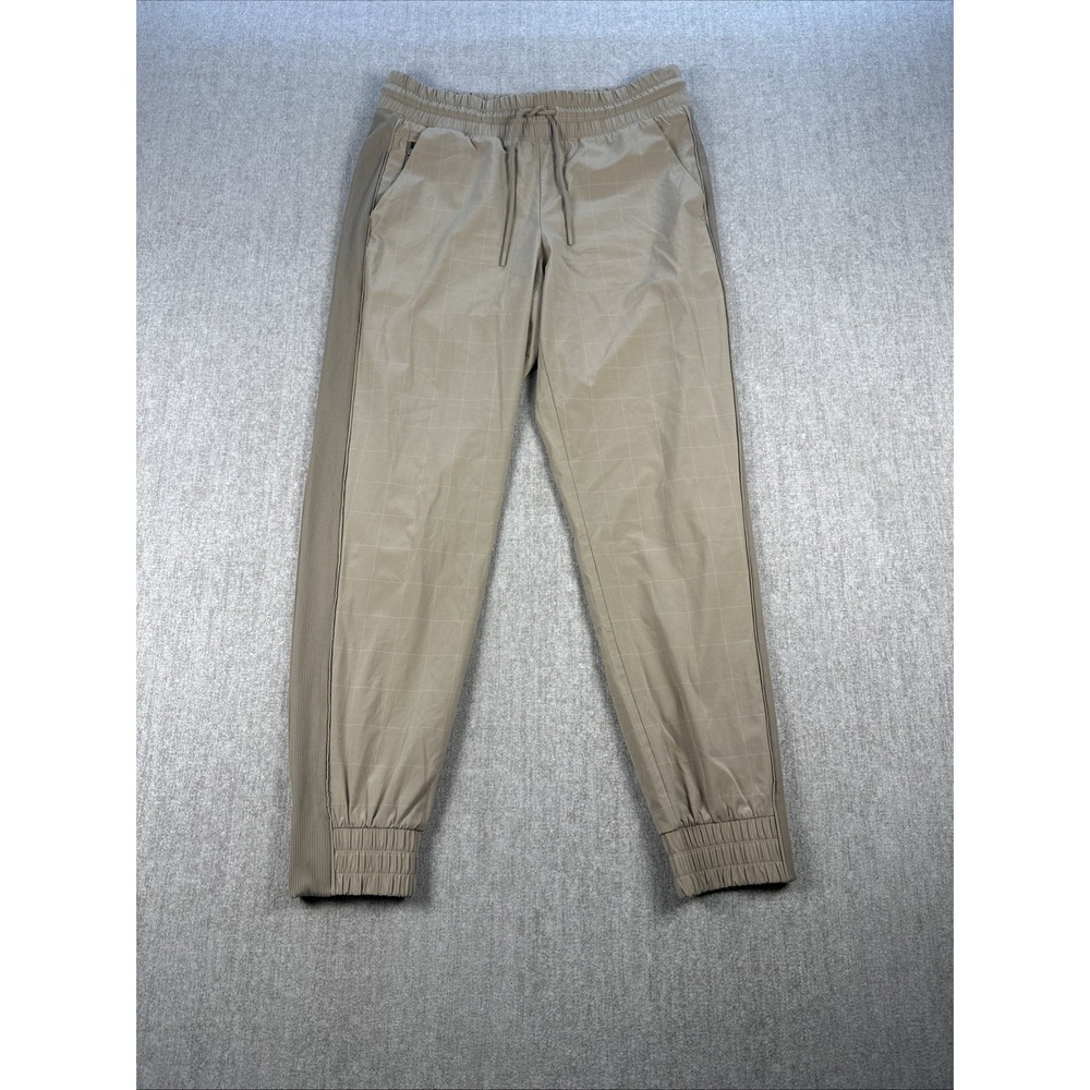 Athleta Brooklyn Textured Jogger Women Size 4 Silt Taupe Windowpane Relaxed Fit